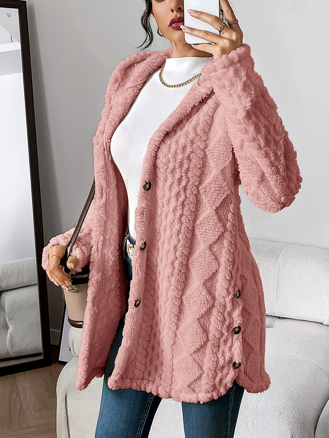 Adriana | Women's Coat with Hood and Button Closure