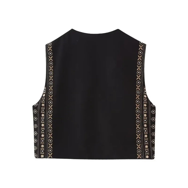Celestia | Women's Vest with Open Front and Embroidery