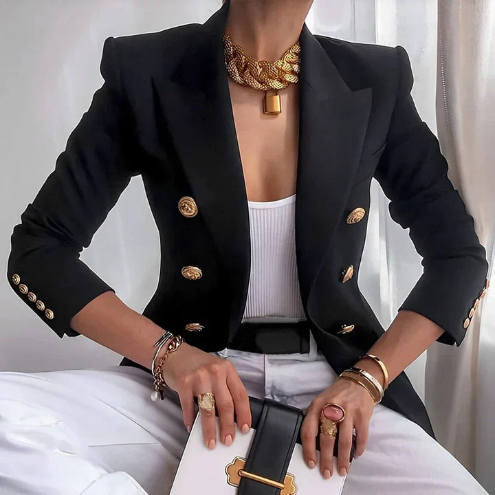 Monroe | Women's Timeless Double-Breasted Blazer Featuring Elegant Gold Buttons