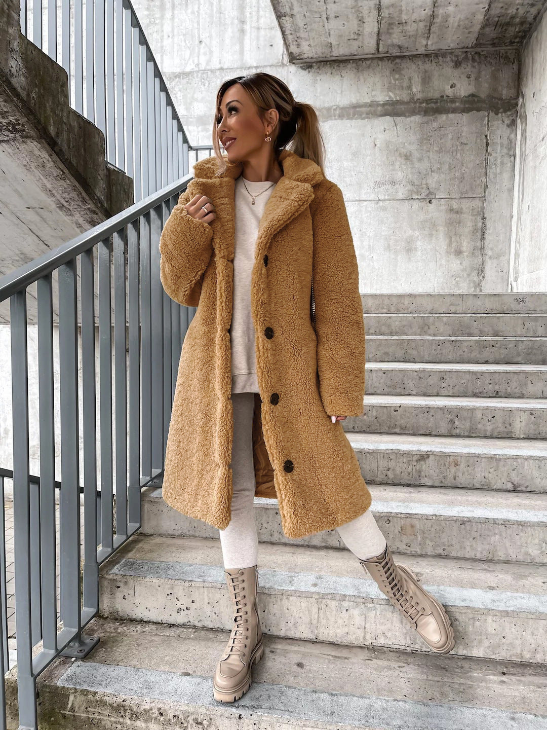 Women's Long Teddy Coat for Winter