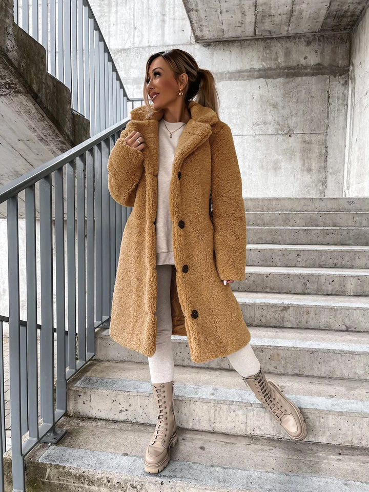 Women's Long Teddy Coat for Winter