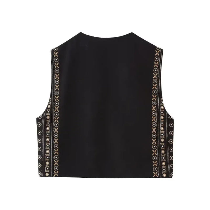 Celestia | Women's Vest with Open Front and Embroidery