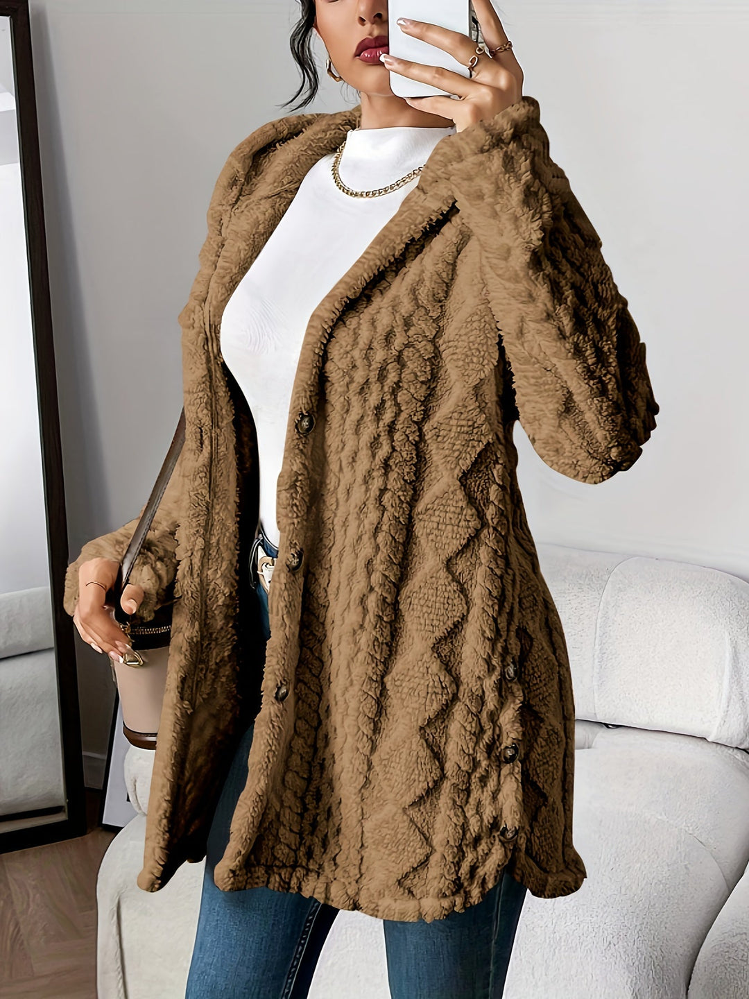 Adriana | Women's Coat with Hood and Button Closure