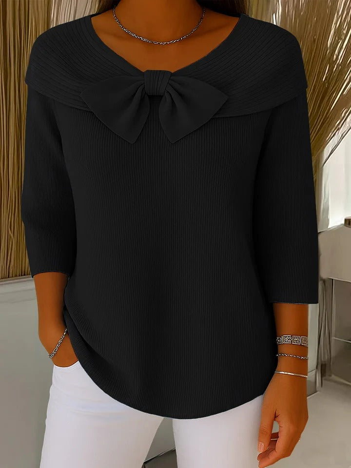 Alana | Women's Sweater with Bow and Round Neckline