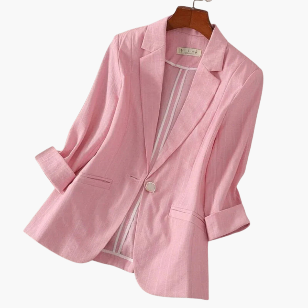 Rosamund | Women's Pink Blazer with 3/4 Sleeves