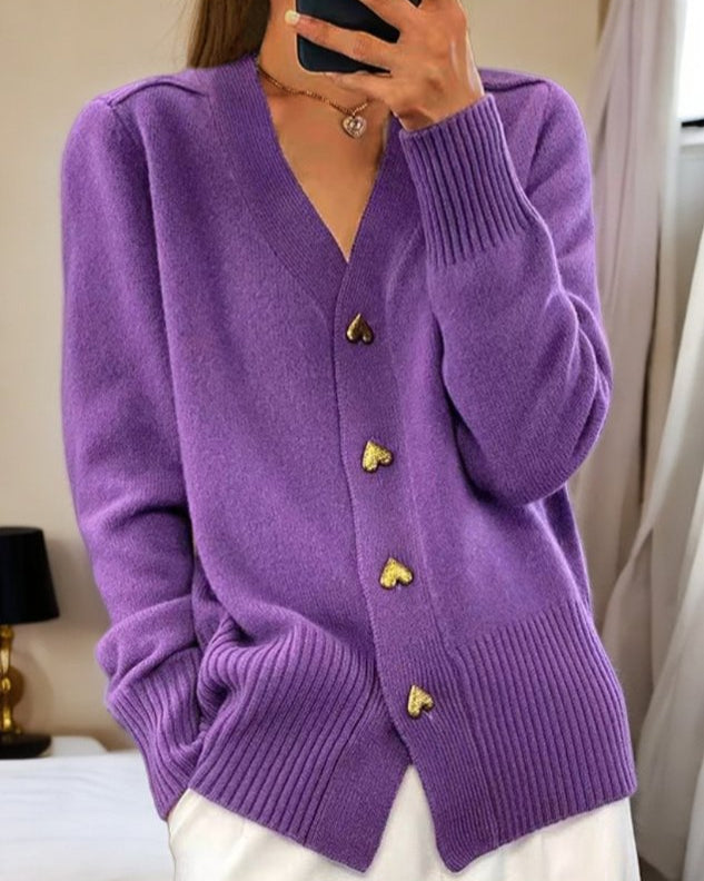 LilyHeart | Elegant Cardigan with Heart Buttons