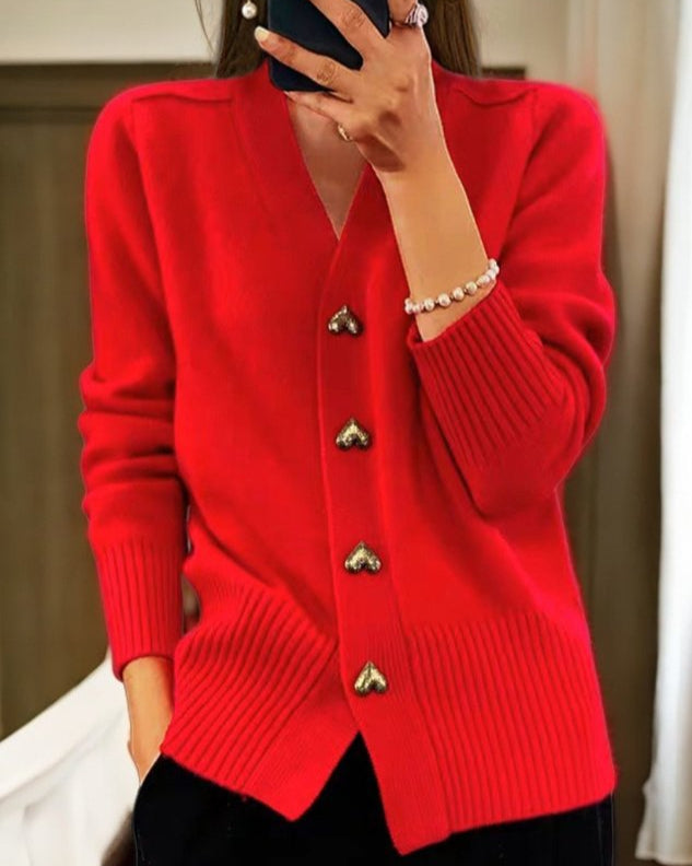 LilyHeart | Elegant Cardigan with Heart Buttons
